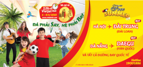 Hè 2018 Vietjet khuyến mãi 400,000 vé 0 đồng